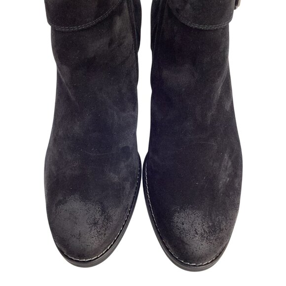 Paul Green Jano Moto Biker Womens 7.5 Suede Leather Ankle Boots Black - Picture 7 of 14